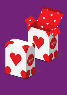 Подарочная упаковка Funny Socks: Коробка для 2-х пар Сердце