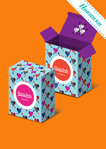 Подарочная упаковка Funny Socks: Коробка для 2-х пар С днем Святого Валентина