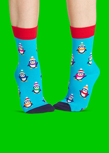 Цветные носки JNRB: Носки Новогодние пингвины