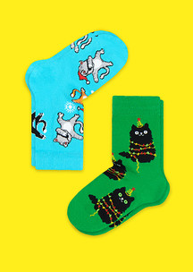 Цветные носки JNRB: Носки детские (2 пары) Новогодние котики
