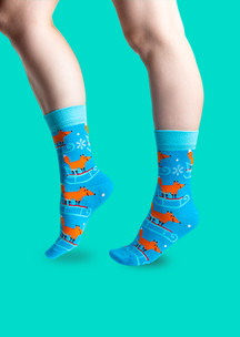 Цветные носки JNRB: Носки Лиса на санках