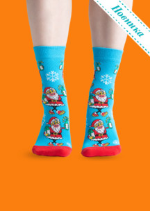 Цветные носки JNRB: Носки Дед Мороз - синий нос