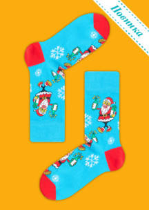 Про зиму JNRB: Носки Дед Мороз - синий нос